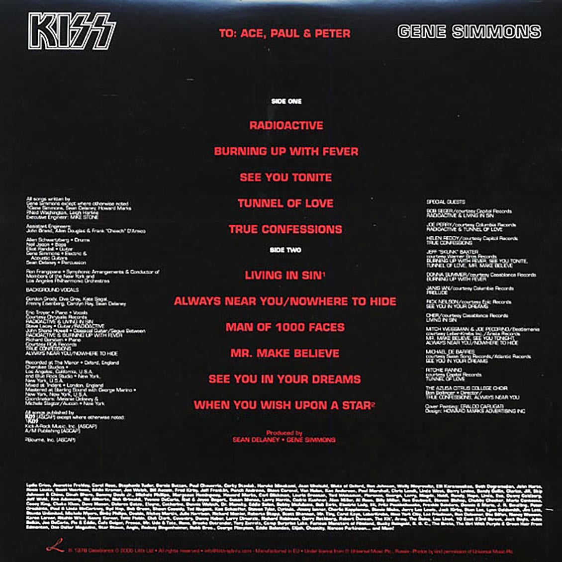 Kiss - Gene Simmons (Pic-Disc) Vinyl Record rear