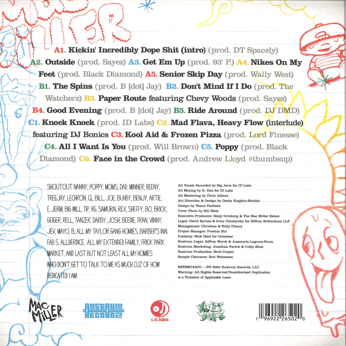 Mac Miller - K.I.D.S. (2LP, Ltd. Translucent Yellow Vinyl Record) rear