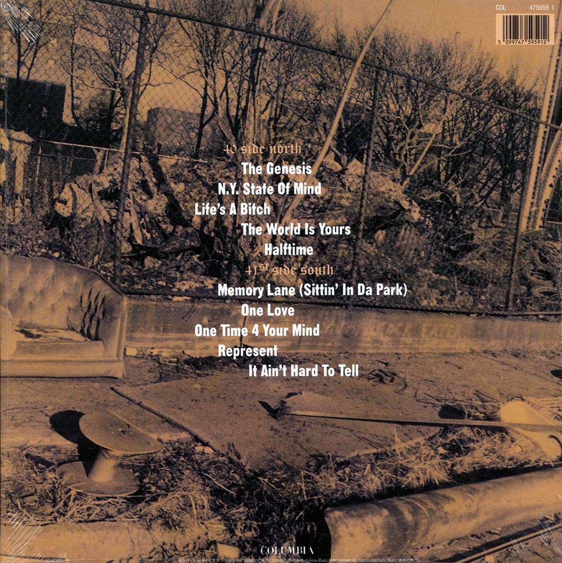 Nas - Illmatic (LP) Vinyl Record rear