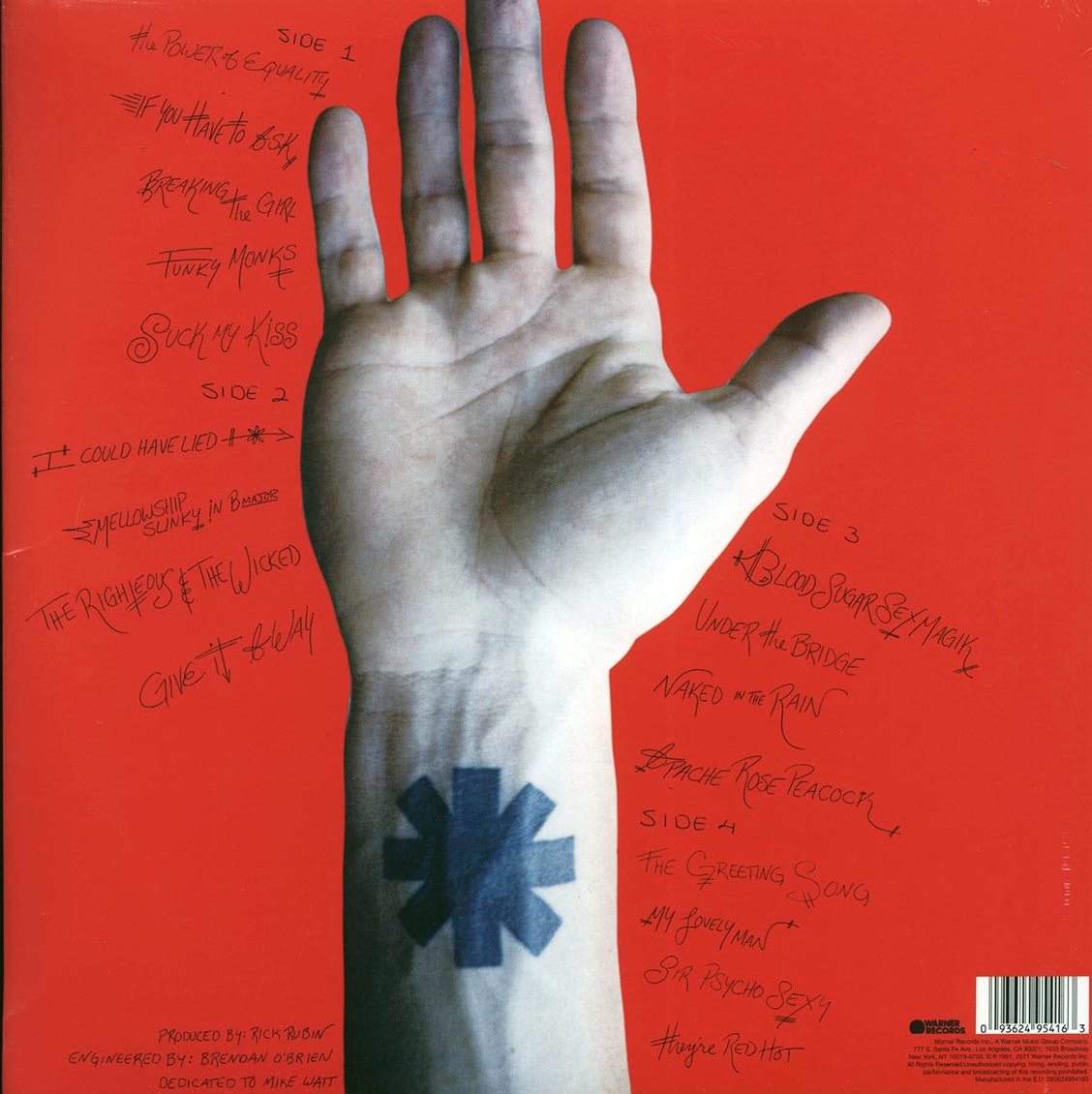 Red Hot Chili Peppers - Blood Sugar Sex Magik (2LP 180g Remastered Vinyl Record) rear
