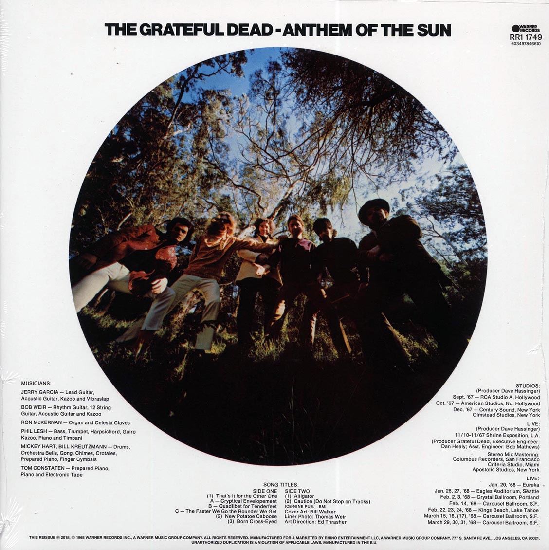 Grateful Dead - Anthem Of The Sun (50th Anniv. Ed.) (Remastered) Vinyl Record rear
