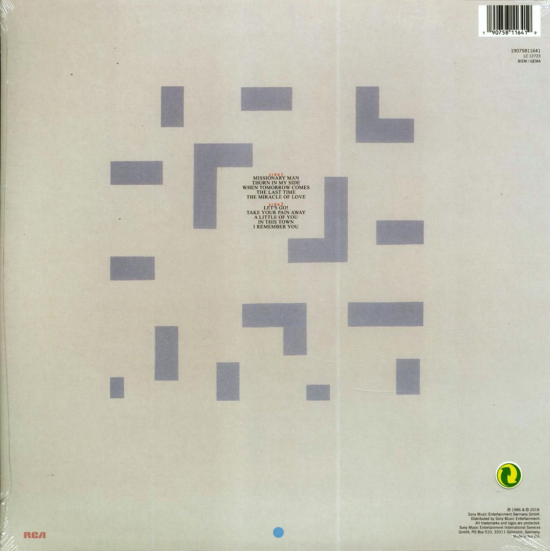 Eurythmics - Revenge (180g) Vinyl Record rear