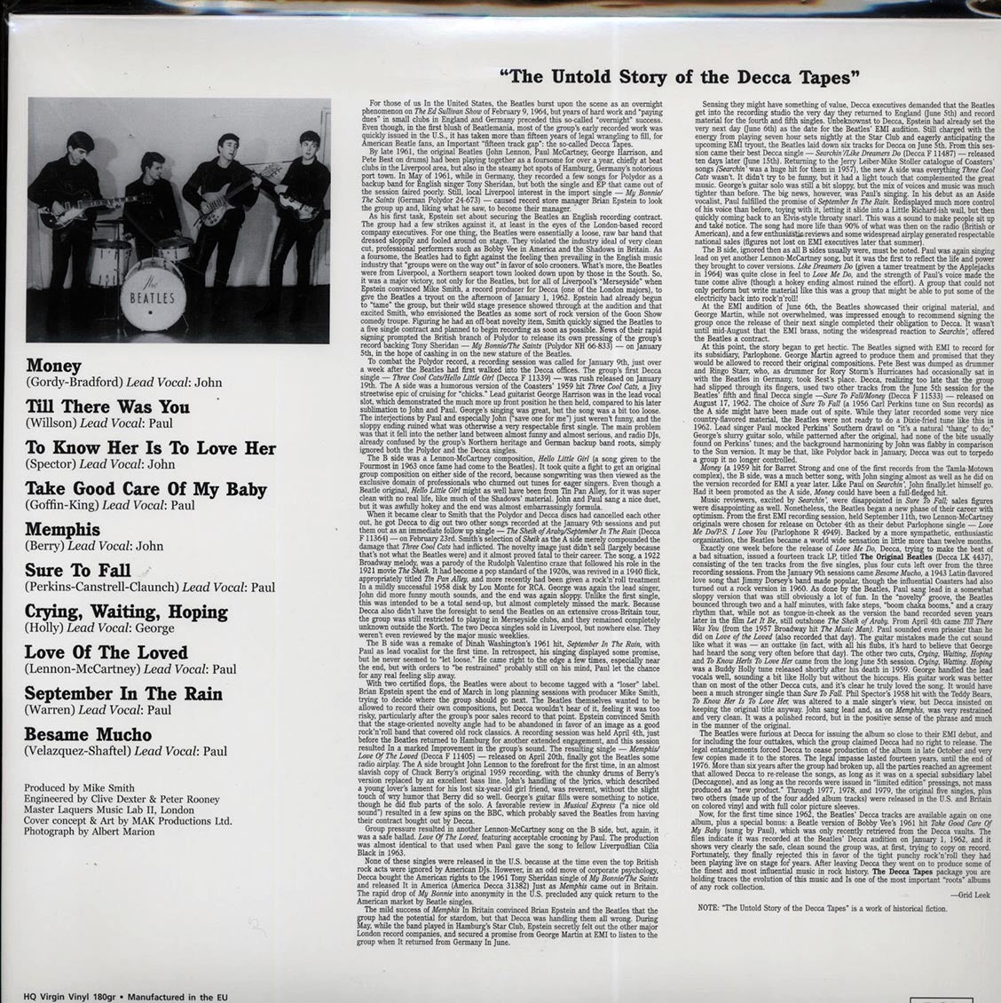 The Beatles - The Decca Tapes (Pic-Disc) Vinyl Record rear