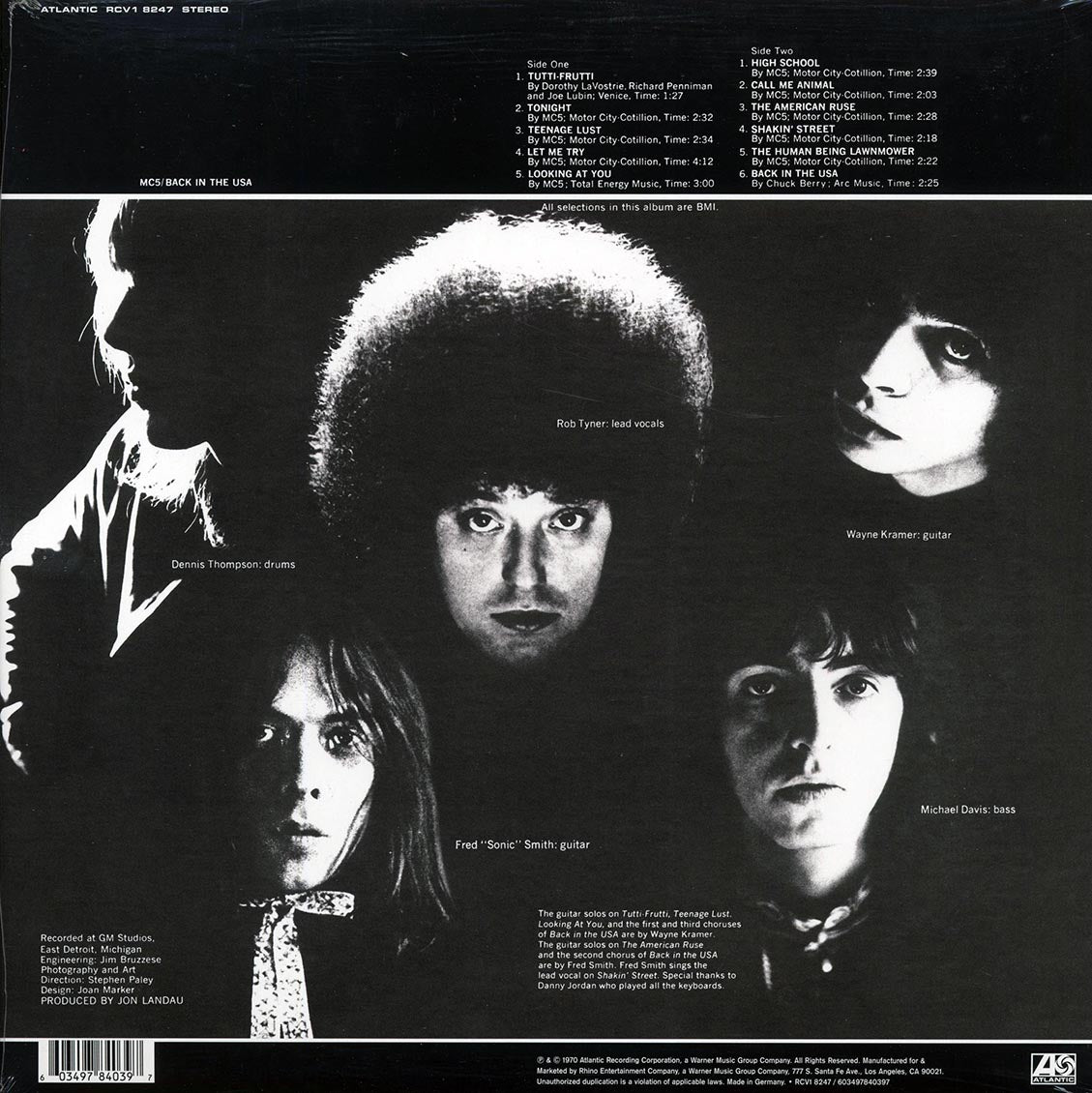 MC5 - Back In The USA (Ltd. LP Clear Vinyl Record) rear