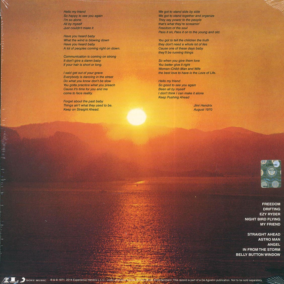 Jimi Hendrix – The Cry of Love (180 g Remastered Vinyl LP) rear