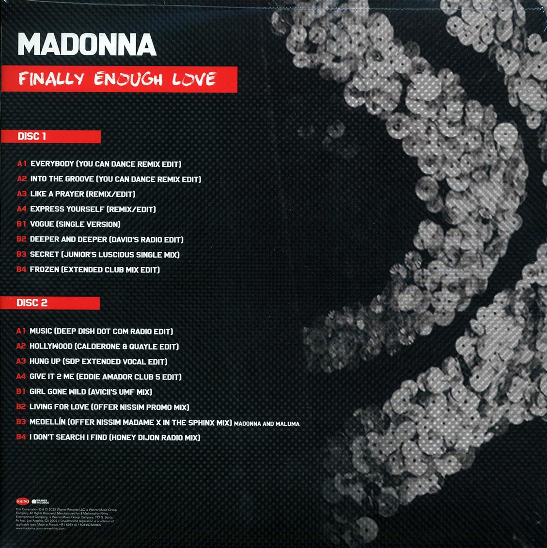 Madonna - Finally Enough Love (2LP) (Ltd. Clear Vinyl Record, Remastered) rear