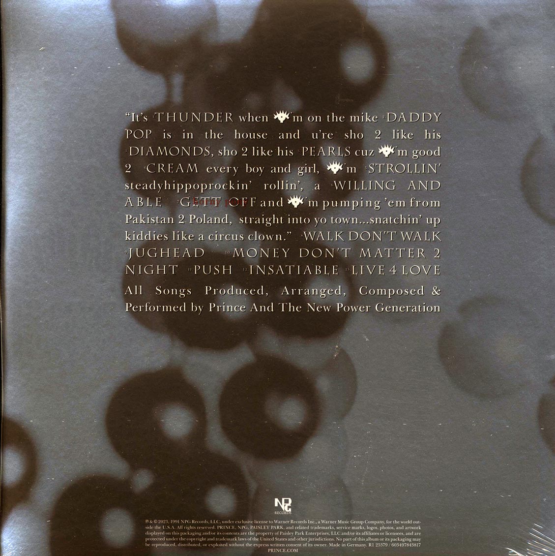 Prince & The New Power Generation - Diamonds And Pearls (2LP) (Ltd. 180g Clear Vinyl Record, Remastered) rear