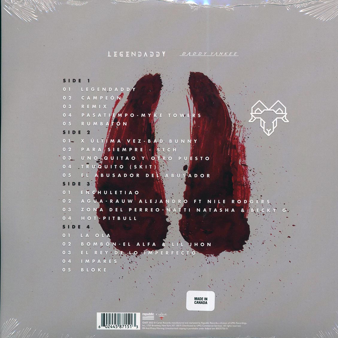 Daddy Yankee – LegenDaddy (2LP Vinyl Record) rear