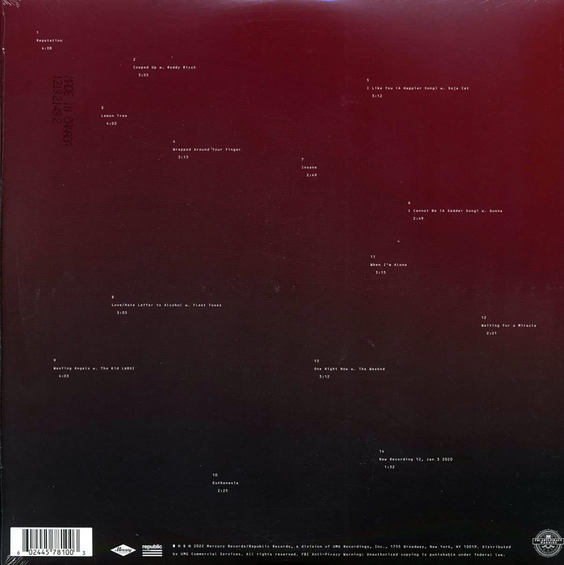 Post Malone – Twelve Carat Toothache (Limited Sky Blue 2LP Vinyl) rear