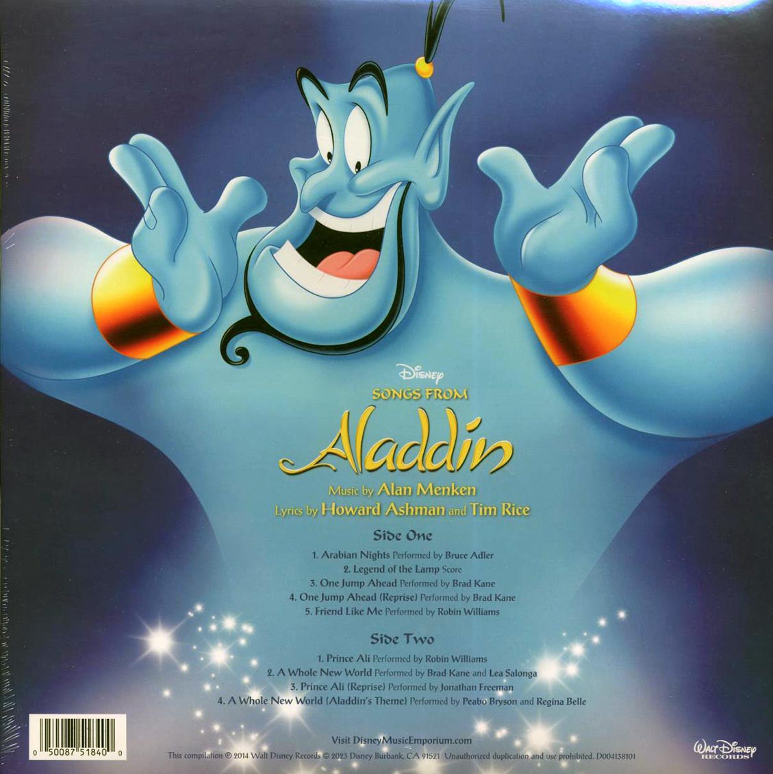 Songs From Aladdin (Limited Violet Vinyl LP Soundtrack) rear
