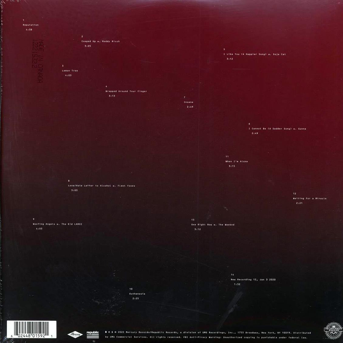 Post Malone – Twelve Carat Toothache (Ltd. 2LP Tangerine Vinyl) rear