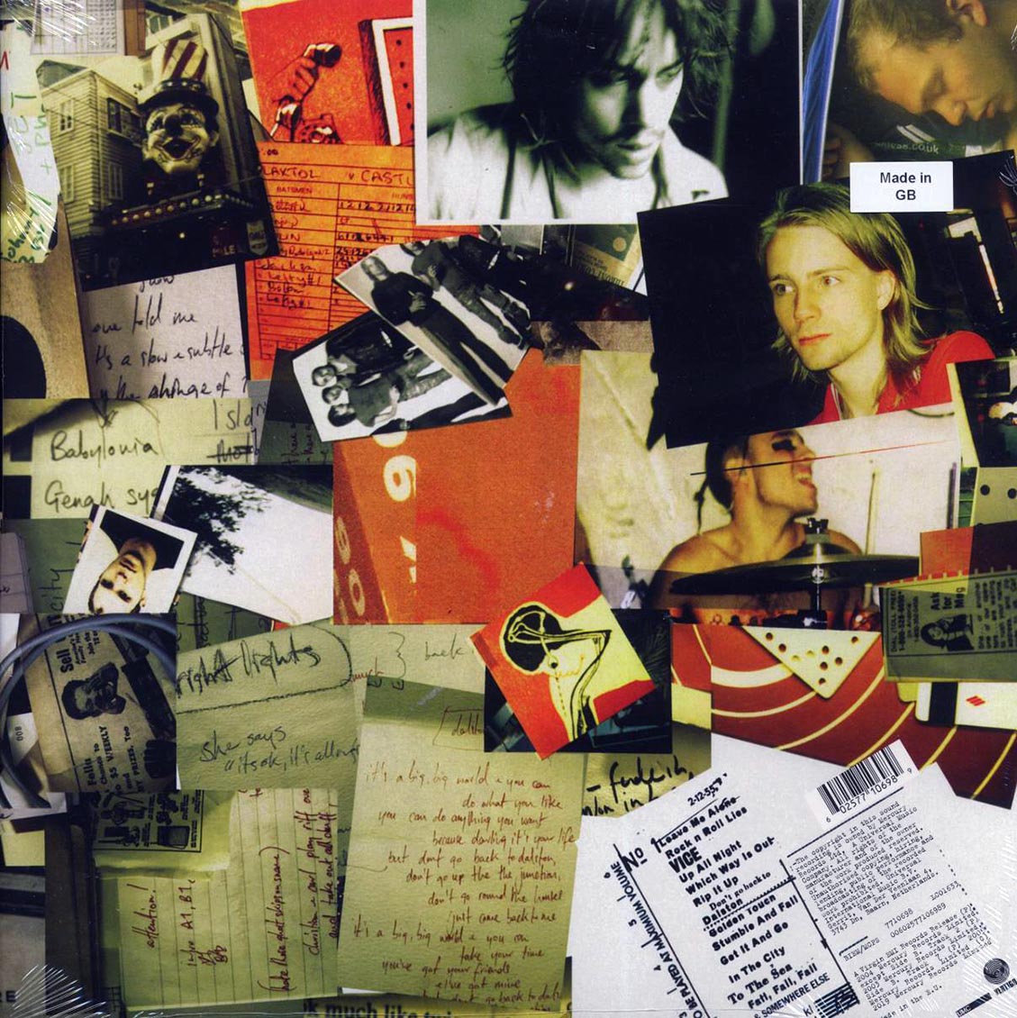 Collage of various photos, text, and graphics on a textured surface