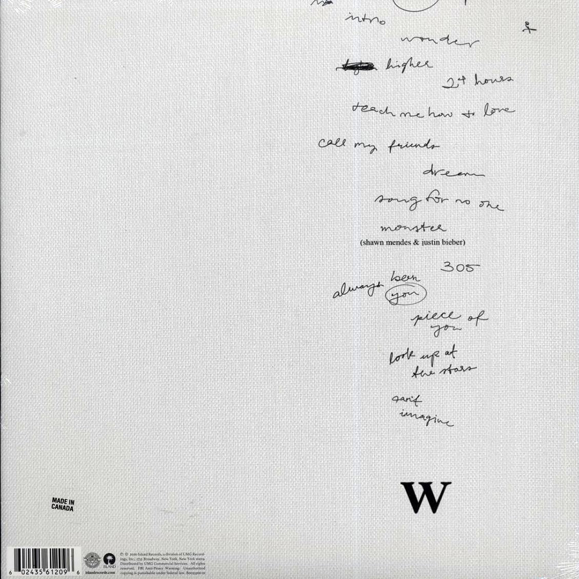 Shawn Mendes – Wonder (Vinyl LP, 2020) rear