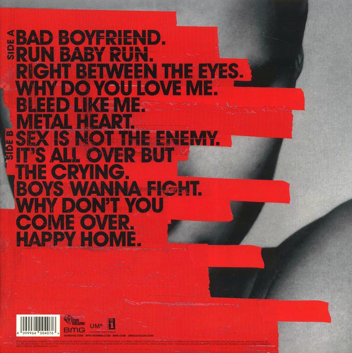 Garbage - Bleed Like Me (LP Remastered Silver Vinyl Record) rear