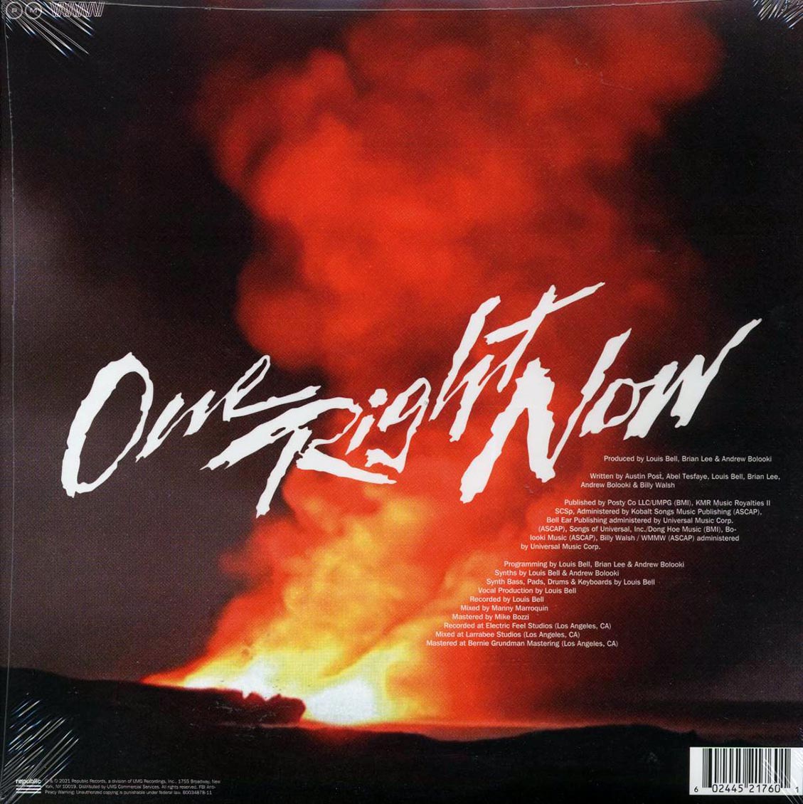 Post Malone And The Weeknd – One Right Now (12" Single Vinyl Record) rear