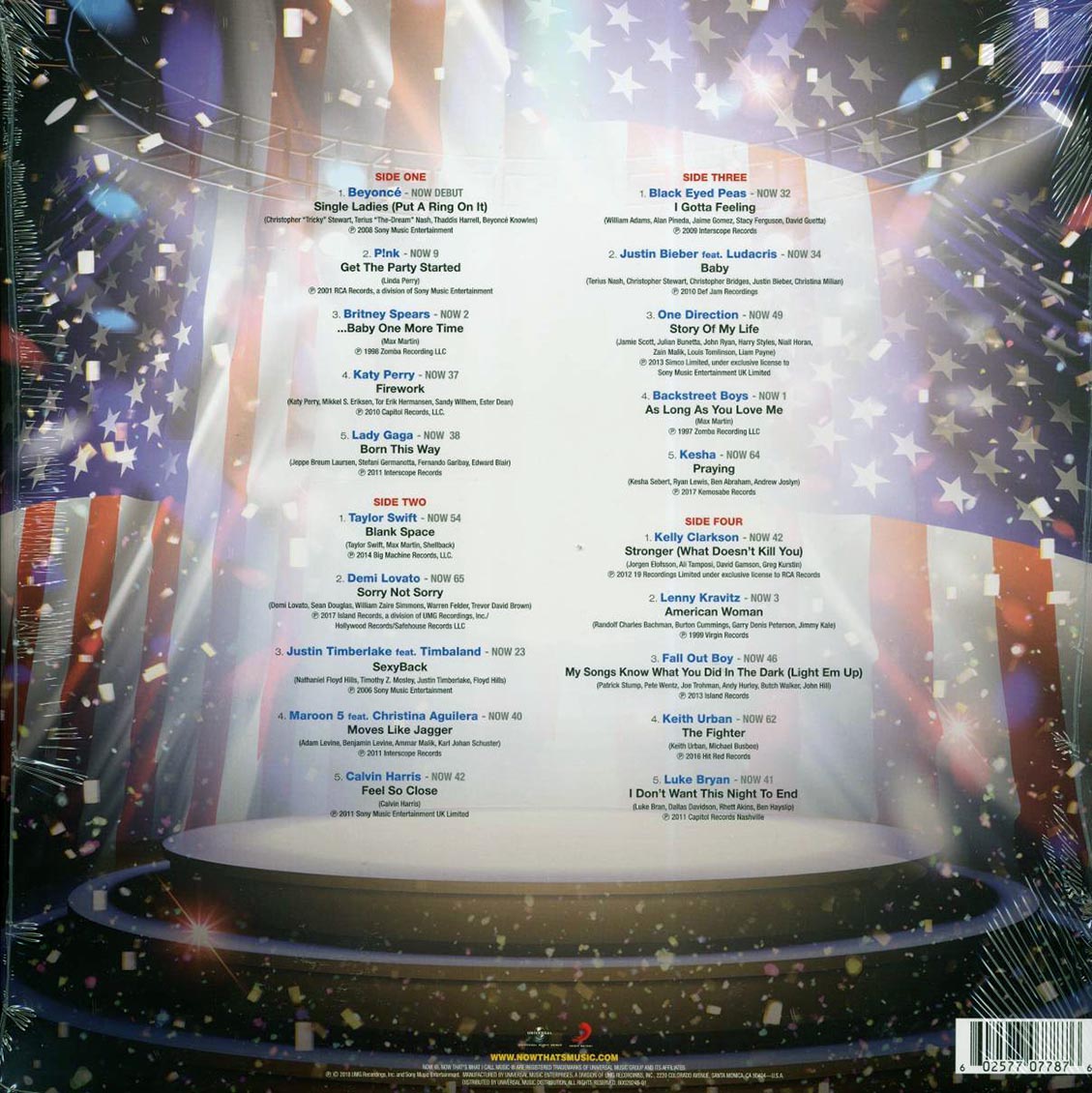 Now That's What I Call Music! 20th Anniversary Volume 1 (2LP Ltd. Red Blue Vinyl Record) rear