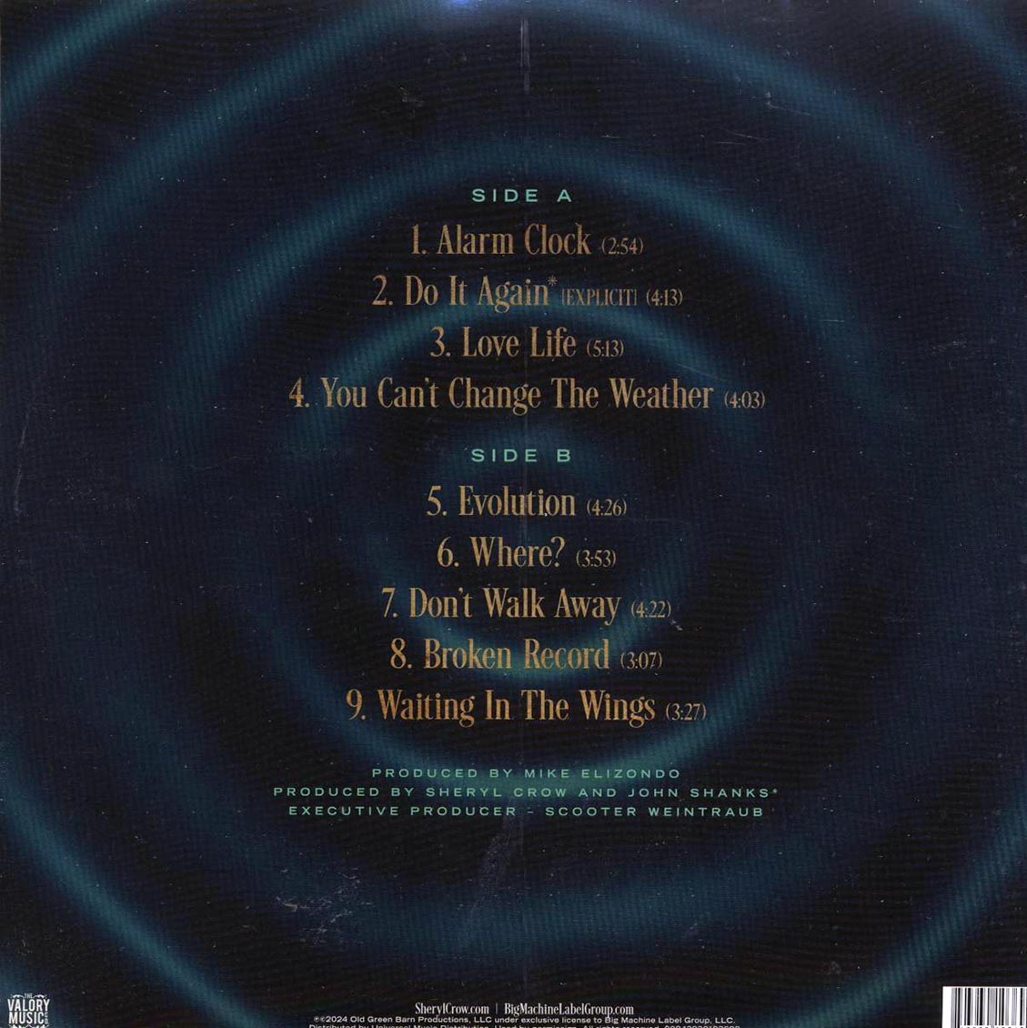 Sheryl Crow – Evolution (Limited Edition Metallic Gold Vinyl LP) rear