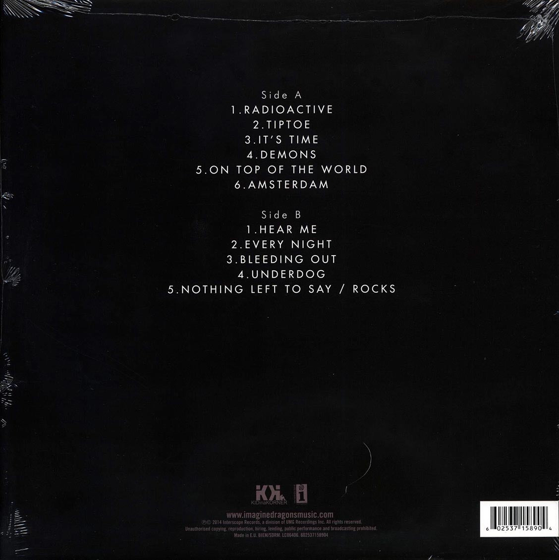 Imagine Dragons - Night Visions (LP) Vinyl Record rear