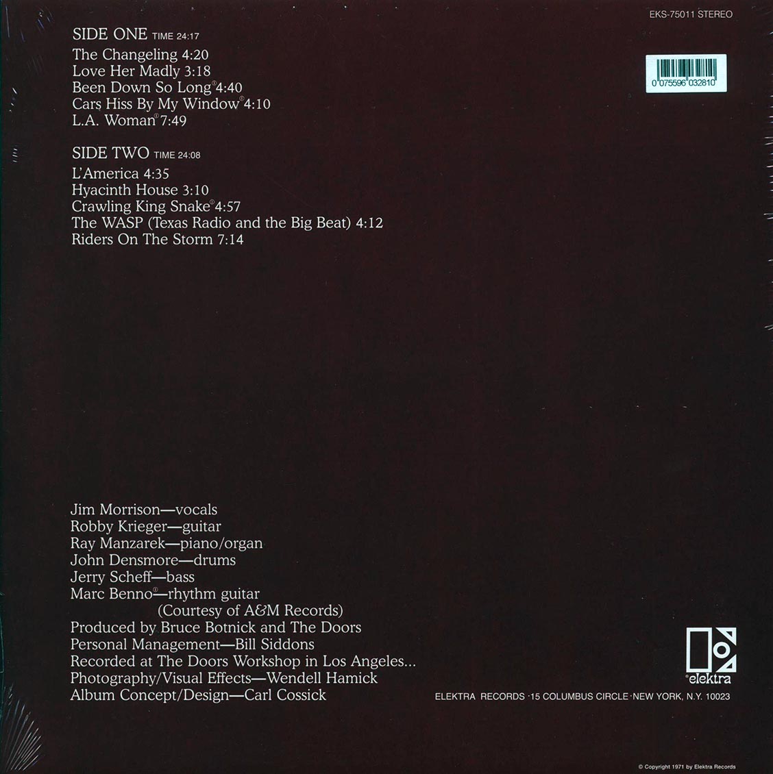 The Doors - LA Woman (Elektra) (180g) Vinyl Record Rear