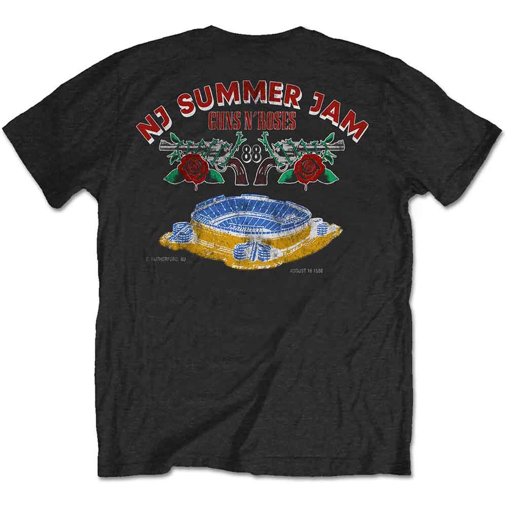 Guns N' Roses - NJ Summer Jam Tour 1988 T-Shirt (Black with Back Print) rear