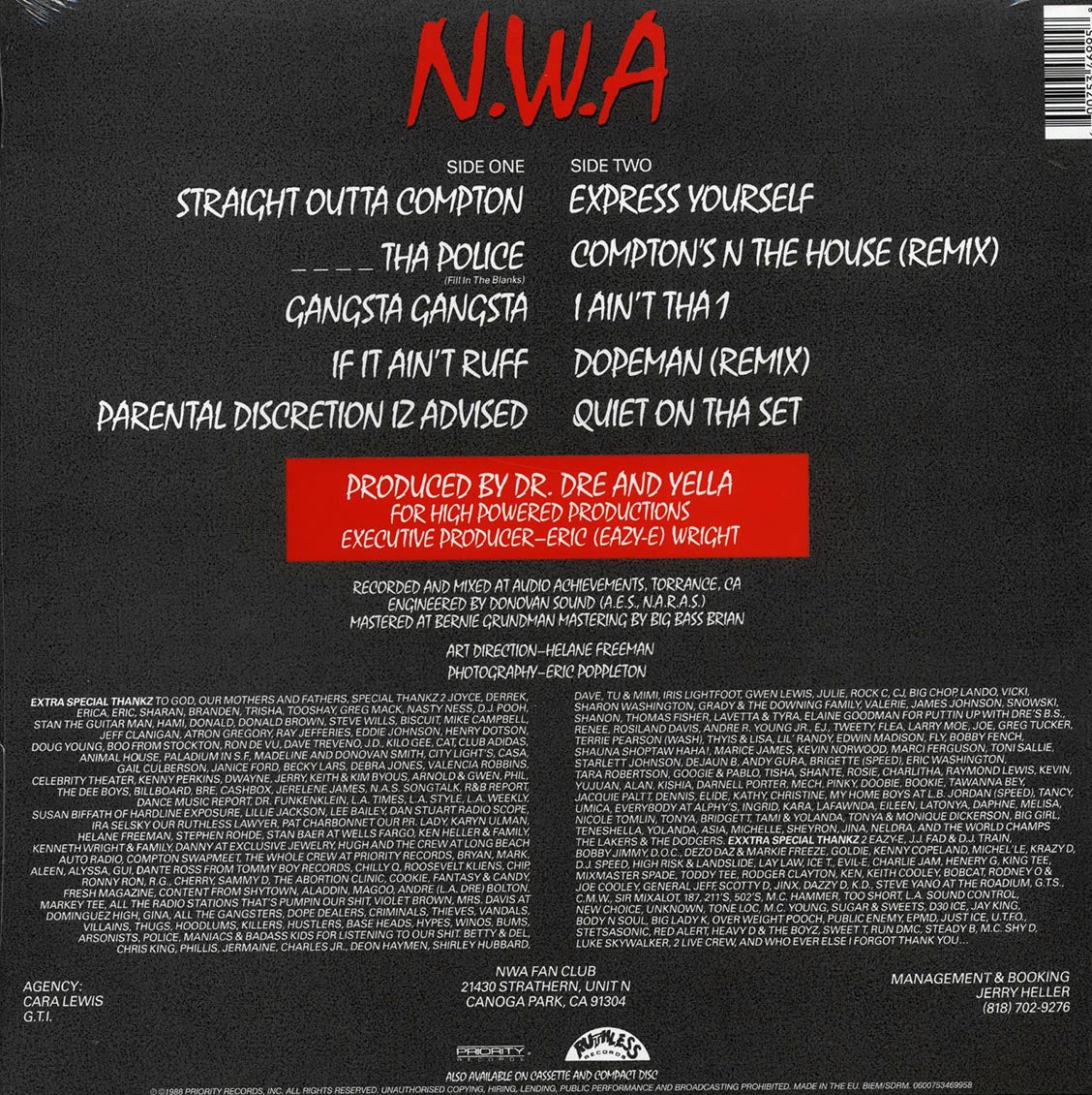 NWA - Straight Outta Compton (Ruthless/Priority) (incl. mp3) (180g) Vinyl Record rear