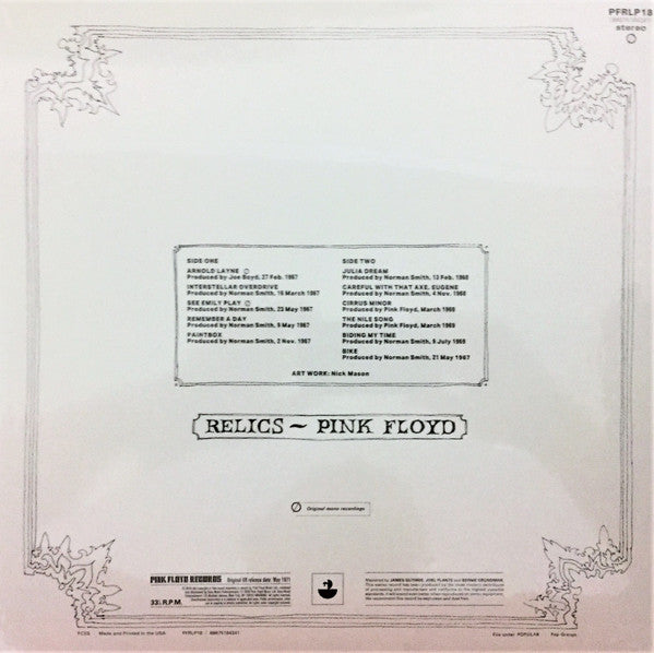 Pink Floyd – Relics (Remastered 180g Vinyl LP) rear