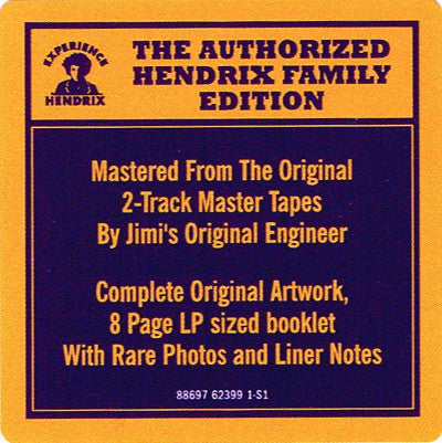 Jimi Hendrix - Band Of Gypsys (Remastered 180g Vinyl LP) sticker