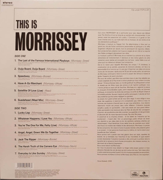 Morrissey - This Is Morrissey (LP) Vinyl Record rear