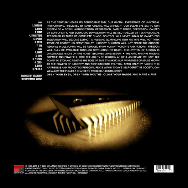 System Of A Down - System Of A Down (LP) Vinyl Record rear