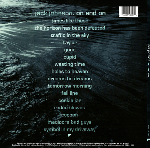 Jack Johnson - On And On (Gatefold, Vinyl Record LP) rear