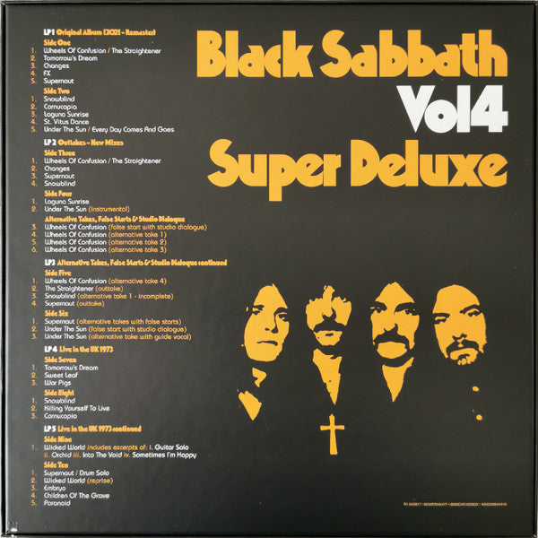 Black Sabbath – Vol. 4 (Super Deluxe 5LP Box Set, Remastered Vinyl) rear