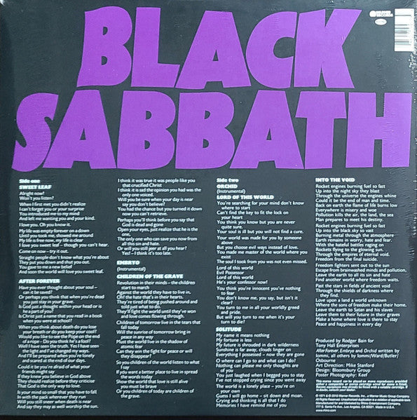 Black Sabbath – Master Of Reality (LP 180g Remastered Vinyl) rear