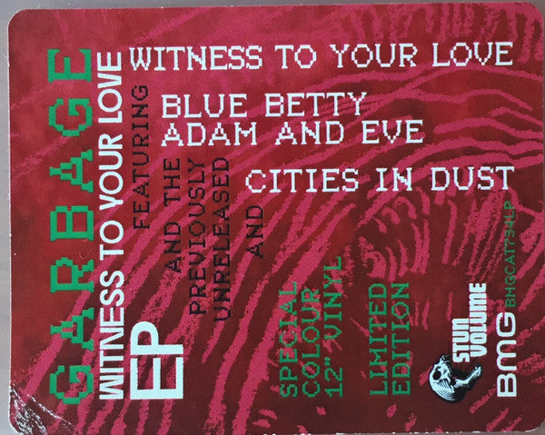 Garbage – Witness To Your Love (12" RSD Ltd. Transparent Red Vinyl) sticker