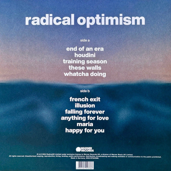 Dua Lipa – Radical Optimism (LP Ltd. Curaçao Blue Vinyl) rear