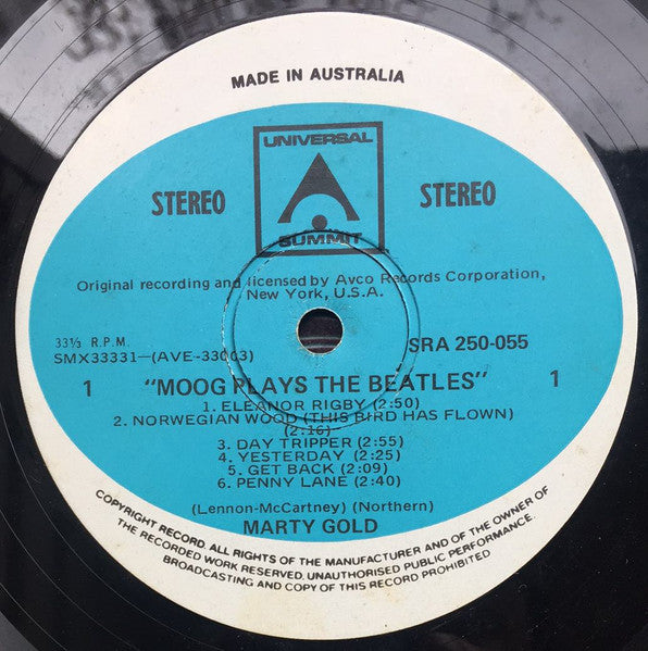 Marty Gold - Moog Plays The Beatles (LP) Vinyl Record label 1