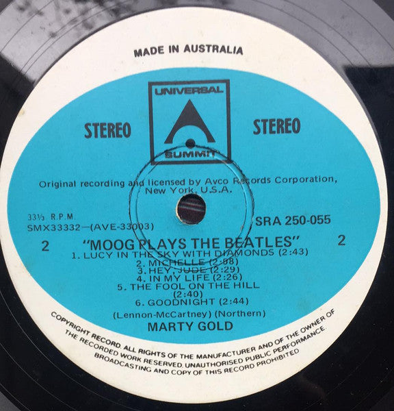 Marty Gold - Moog Plays The Beatles (LP) Vinyl Record label 2