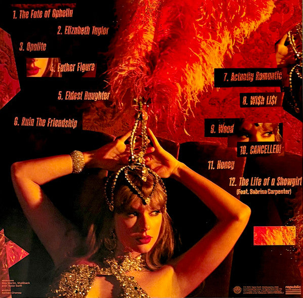 Taylor Swift - Life of a Showgirl (Portofino Orange Glitter Vinyl LP) rear