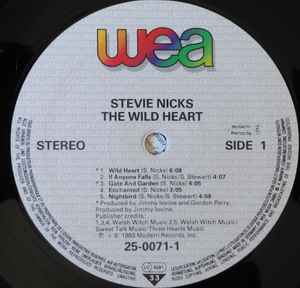 Stevie Nicks - The Wild Heart (First Pressing) Vinyl Record Label 1