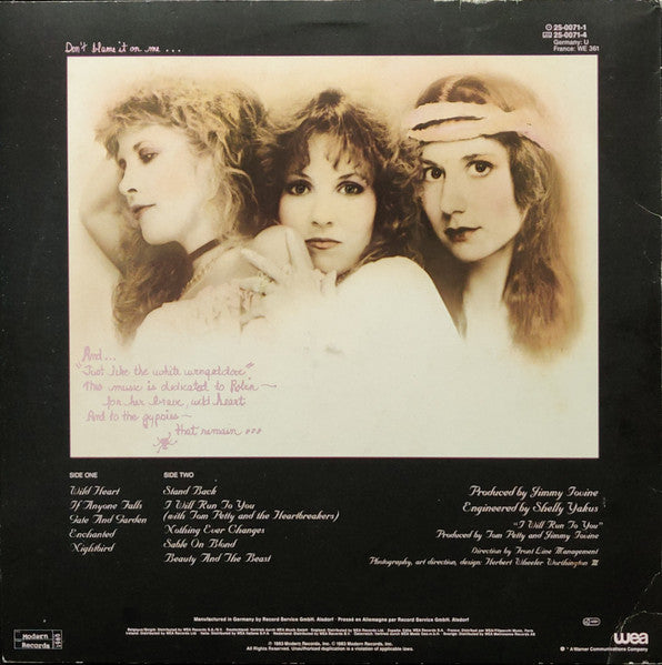 Stevie Nicks - The Wild Heart (First Pressing) Vinyl Record Rear