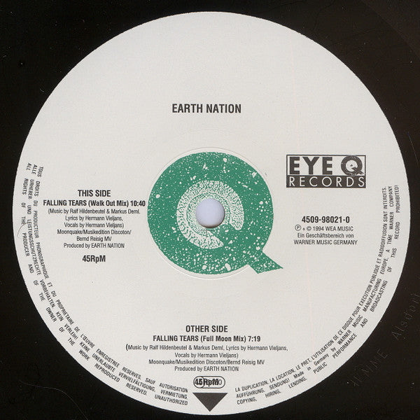 Earth Nation - Falling Tears (12") (Eye Q Records) Vinyl Record label 2