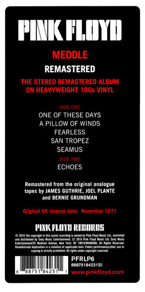 Pink Floyd – Meddle (LP 180g Remastered Vinyl Record) sticker