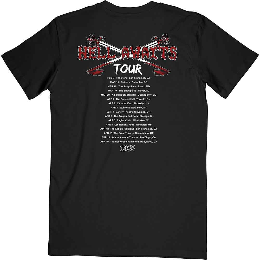 Slayer - Hell Awaits Tour 1985 T-Shirt (Black with Back Print) rear
