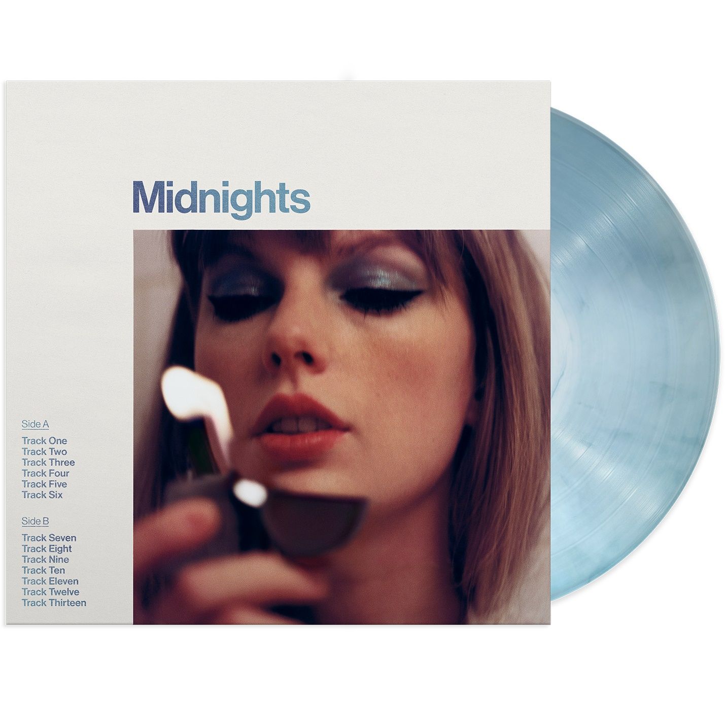 Taylor Swift - Midnights (LP) (Moonstone Blue Colored Vinyl Record, 1 of 4 covers, lyric booklet with photos) front vinyl