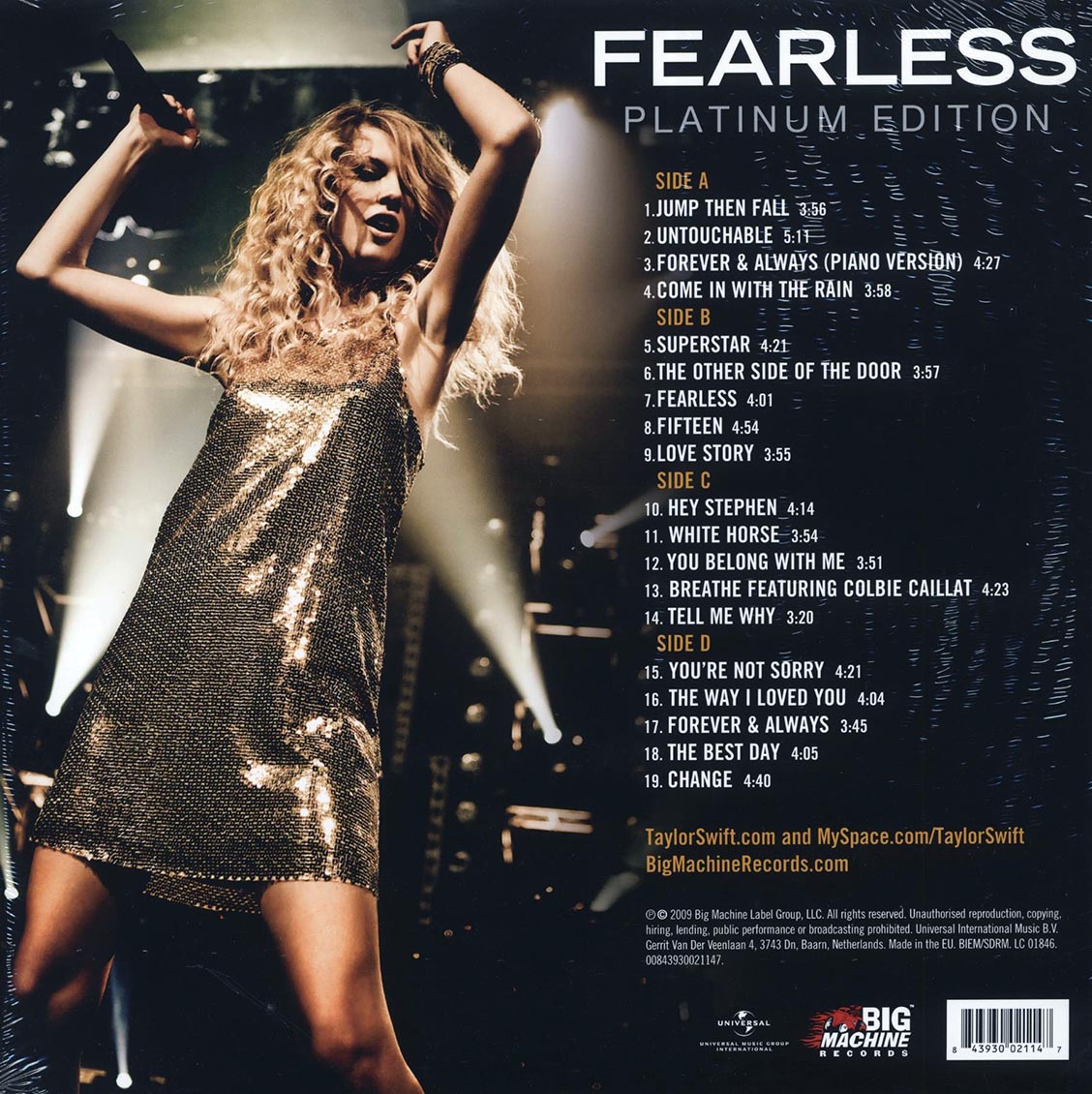 Taylor Swift - Fearless: Platinum Edition (2LP, 180g Vinyl Record) rear