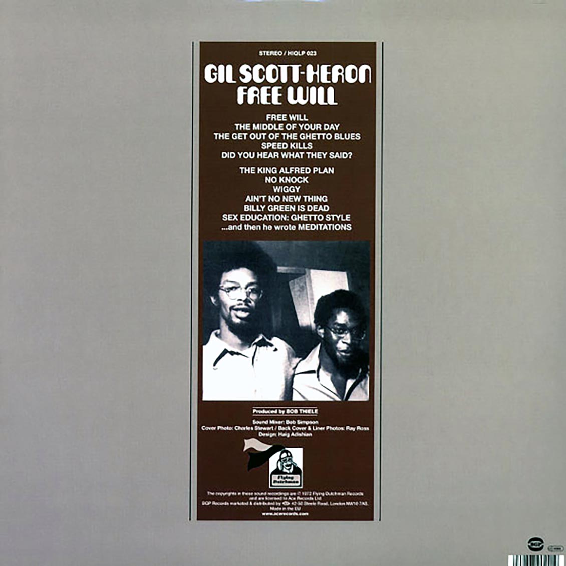 Gil Scott-Heron - Free Will (180g Vinyl Record) rear