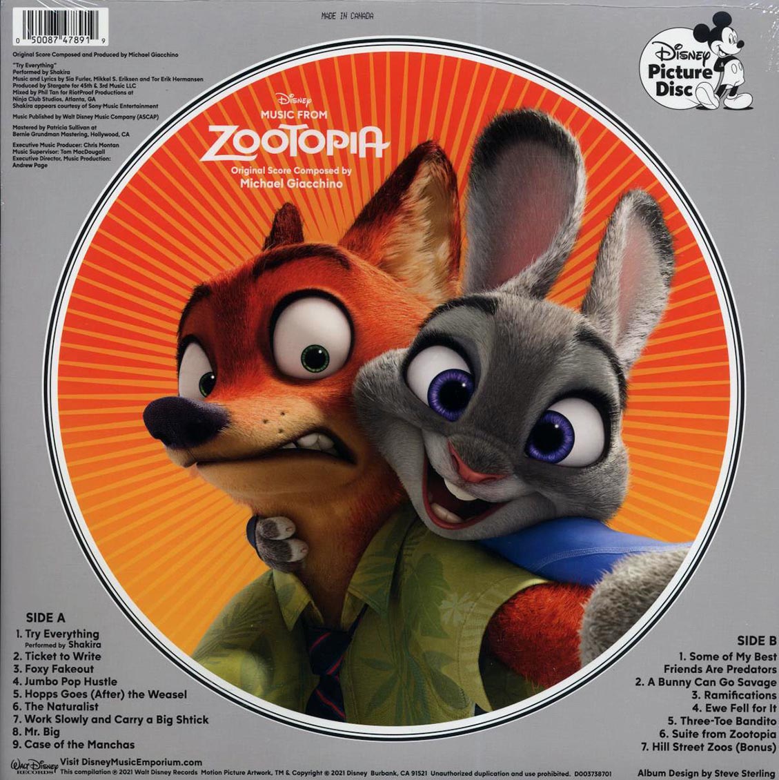 Michael Giacchino – Music From Zootopia (Picture Disc Vinyl LP)