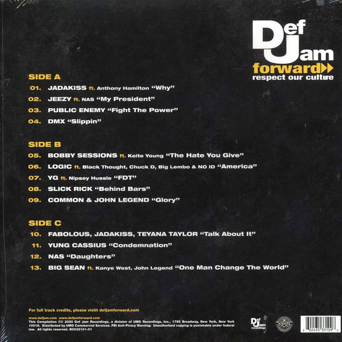 Def Jam Forward: Respect Our Culture (2LP Etched Vinyl Compilation) rear