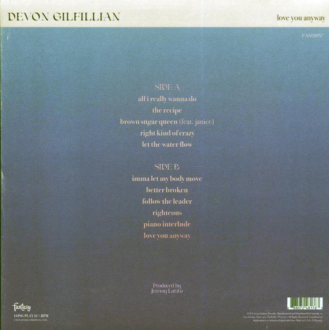 Devon Gilfillian – Love You Anyway (Milky Clear Vinyl LP) rear