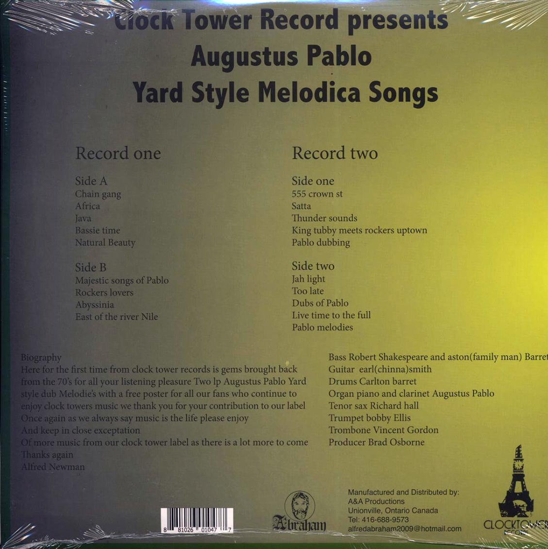Augustus Pablo – Yard Style Melodica Songs (Limited 2LP Vinyl Compilation + Poster) rear