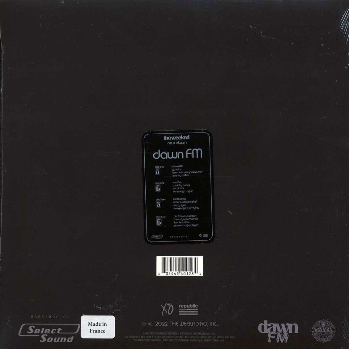 The Weeknd – Dawn FM (Vinyl 2LP) rear